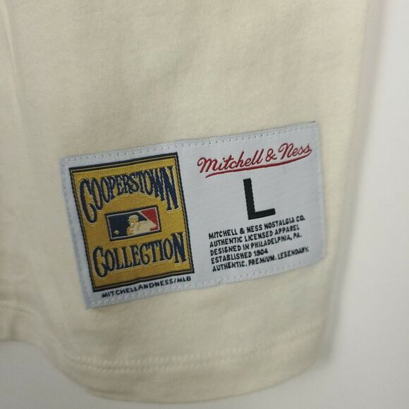 Texas‎ Rangers Mitchell & Ness MLB Large Shirt Cream Blue Sleeve NWT - Picture 4 of 7